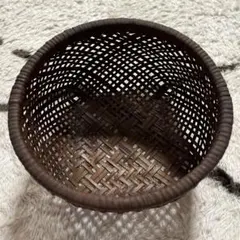 竹製 ダークブラウン 円筒形バスケット