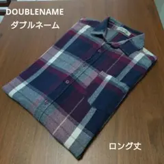 DOUBLENAME 　ボルドーチェックオーバーサイズシャツ　ロングシャツのサムネイル