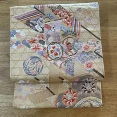 未使用品☆　袋帯　九百錦　本金箔　正絹　高級 24K純金箔 九百錦 鴛鴦 オシドリ 牡丹 袋帯 金糸 黒 176 | kimono Re