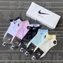 【ダブルロゴ】ナイキNIKEソックス　レディースソックス　婦人靴下　五足まとめ売