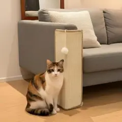 猫用爪とぎ ソファコーナー対応 天然サイザル麻 高60cm 倒れにくい木製ベースのサムネイル