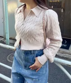 one after another NICE CLAUP ジップ ケーブルニット