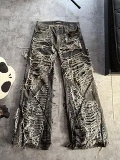 mmoption （ミリオプション）バギーデニムパンツ リメイク古着再構築