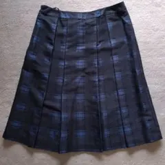 アリスバーリーL★ジャガードチェックタックスカート★13★大きいサイズ★新品★紺