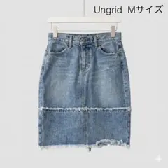 アングリッド リメイク風 デニムタイトスカート M フリンジ インディゴのサムネイル