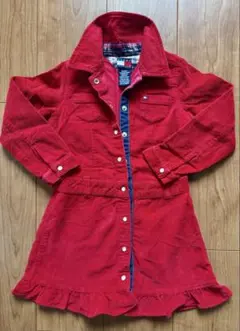 TOMMY HILFIGER 赤 コーデュロイシャツワンピース 110 120