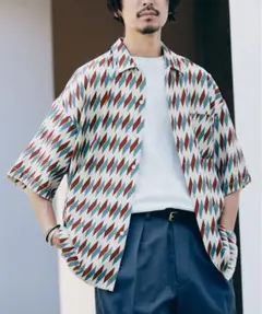 【美品】ジャーナルスタンダード ジオメパターン ワイドシルエット柄シャツ Lのサムネイル