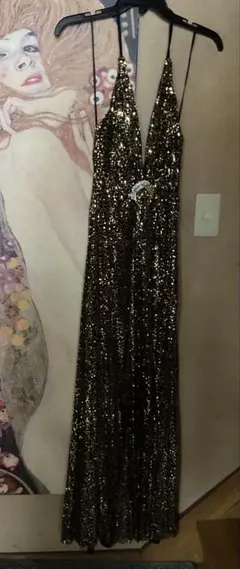新品 USAロングドレス BLACK GOLD BEADED Mのサムネイル