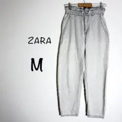 ザラ デニムパンツ ジーンズ グレー 灰色 Mサイズ ウエストゴム ZARA