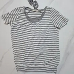 navy natural ストライプ 半袖Tシャツ M