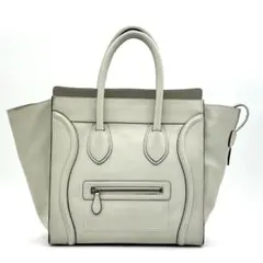 【極美品】セリーヌ　ラゲージ　ミニ　ハンドバッグ　白　グレー