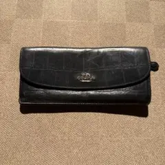 Coach クロコダイル柄長財布ブラックコーチレザーワニ型押しヴィンテージメンズ
