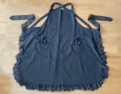 レースエプロン 黒 フリル付き　冠婚葬祭にも