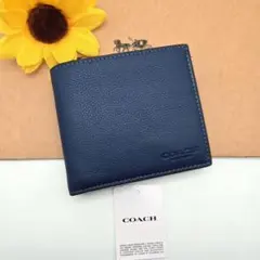 COACH 折り財布 新品 ブルー 新作 お札入れ 小銭入れ
