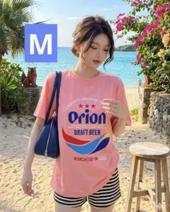 Orion ビール ロゴプリント Tシャツ 半袖 ピンク