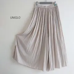UNIQLOユニクロ ワッシャーサテンスカートパンツ ベージュ L ガウチョ
