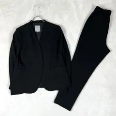 未使用級♡LEPSIM ノーカラーパンツスーツセットアップ 洗える ストレッチ