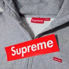 灰M スモールボックスロゴ ジップ パーカー Supreme small BOX