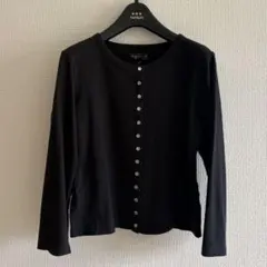agnès b. ブラック 7分袖カーディガン サイズ3 綿100%