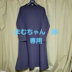 ダークグレー 長袖 Aライン (裏起毛)カットソーワンピース