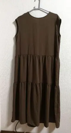 mysa　ノースリーブ　ティアードロングワンピース　こげ茶　Mサイズ