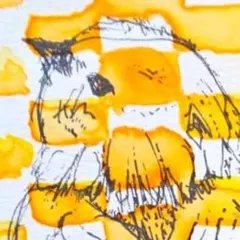 【原画・ハンドメイド水彩画】小鳥のペン画　A6サイズ