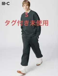 新品UNIQLO C ユニクロ シー スウェットワイドパンツ ダークグリーン S