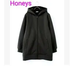 【ほぼ未使用】ハニーズ 裏ボア ロングパーカー　LL　ブラック 黒　ハニぽか