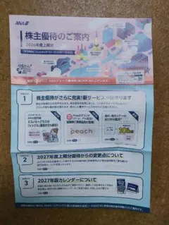 ANA 株主優待券 (有効期限2026年6月1日〜2026年11月30日)のサムネイル