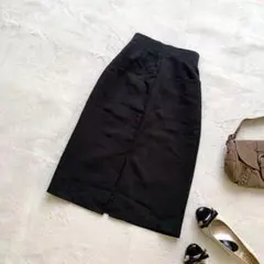 タイトスカート　ロングスカート　サイドポケット　黒　　細身　小さいサイズ