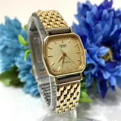 SEIKO エクセリーヌ　スクエア　クォーツ 腕時計 稼働品　ゴールド/シルバー