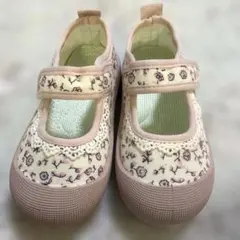 【新品・未使用】花柄 上履き　ルーム　キッズシューズ17cm ピンク小鼻柄