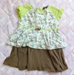 ラビットムーン✾黄緑✾ワンピース✾花柄✾かわいい✾スナップ付き✾ボタニカルのサムネイル