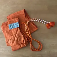 和装オレンジ色 草木染め 帯揚げと帯締め