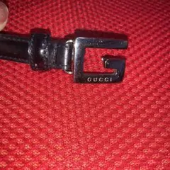 GUCCI グッチ　ベルト　G 金具　シルバー バックル　ブラック レザー