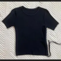 faible サマーニット 2way リブカットリ ー5部袖シャーリングt