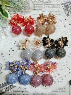 ❤12-3/手染めフラワー&ぎらぎらラメビーズ❤