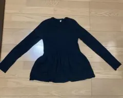 coca ブラック フレアデザイン ぺプラム長袖トップス Mサイズ