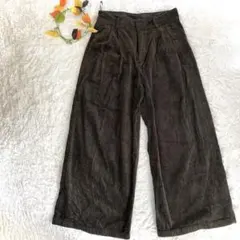 ジーユー　コーディロイ　ワイドパンツ　ダークブラウン　L