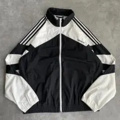 アディダス ナイロンジャケット アウター 古着 2XL 黒 白 13632