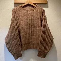 EMODA エモダ　リブ編みバルーンスリーブセーター ブラウン