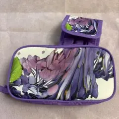 紫色 花柄 ナイロンポーチのサムネイル