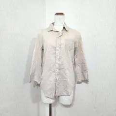 Back Number　コットンシャツ　クリンクル加工　ベージュ系（S）のサムネイル