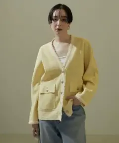 SALON adam et rope' ツイード メタルボタン　カーディガンのサムネイル