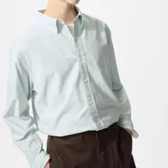 オックスフォードシャツライトグリーン緑ボタンダウンユニクロM男女