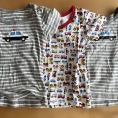 110cm 車両プリント Tシャツセット　乗り物　パトカー　セット　まとめ売り