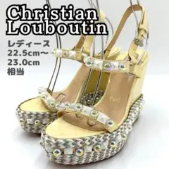 クリスチャンルブタン カタコニコ ウェッジソール 厚底 ビジュー装飾 サンダル