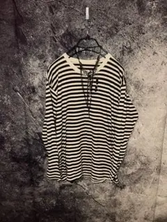 Y2K Black archive punk grunge ダメージ　ボーダー