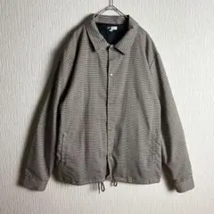 【ジャケット】SPU チェック 薄手 黒×茶 Lサイズ フルボタン 古着