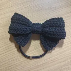 リボン型ヘアゴム　ブラック